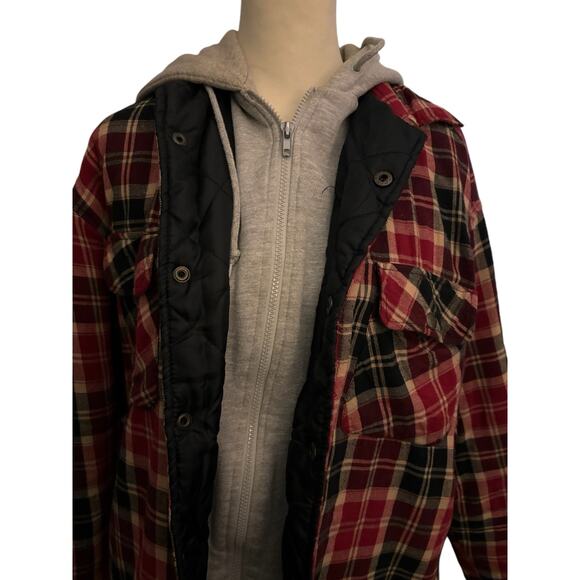 Brazos Premium Work Series Buffalo Plaid Hoodie Flannel Jacket, Men Size Medium - Picture 1 of 4